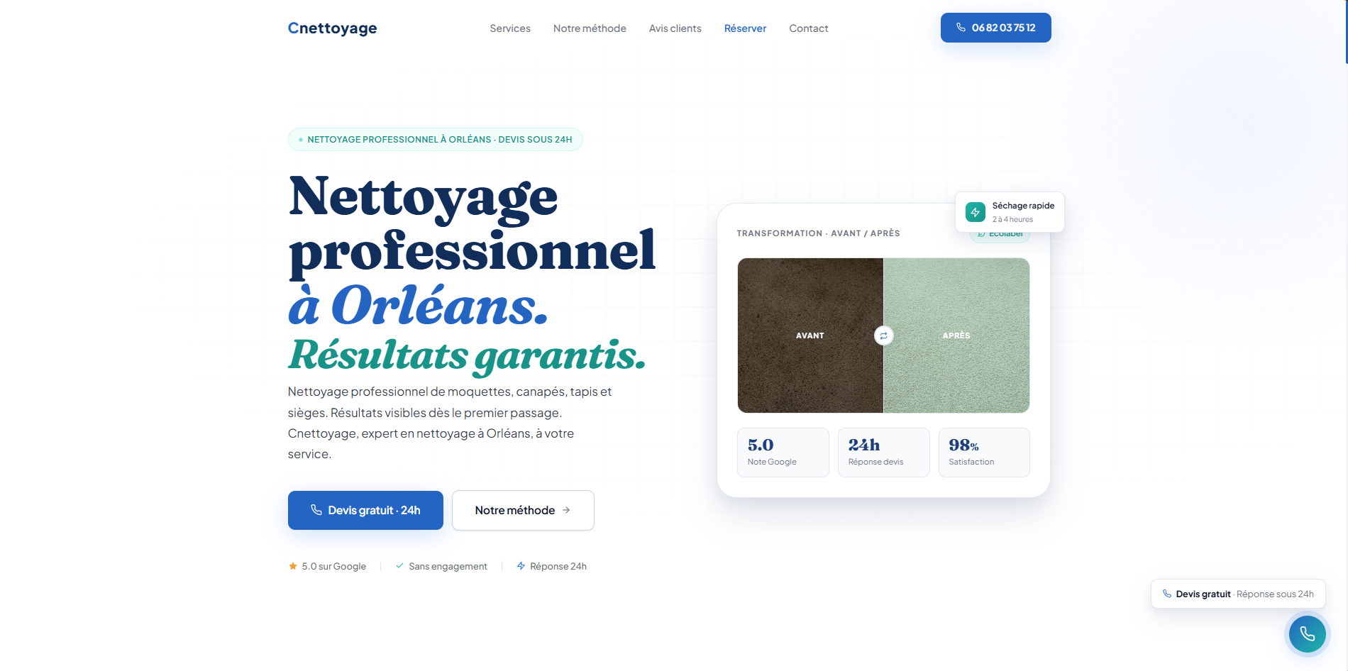 Exemple de site web professionnel pour artisan